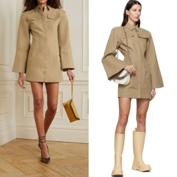 REMAIN Birger Christensen Khaki Sherry Dress 2 $335 - Picture 1 of 12